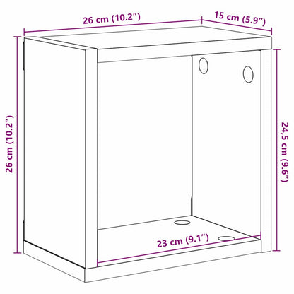 Étagères murales avec étagère 4 pcs Chêne Noir 26 x 15 x 26 cm