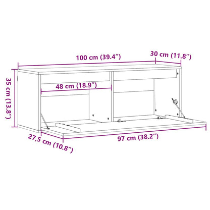 Meuble mural Marron cire 100 x 30 x 35 cm Bois massif en pin
