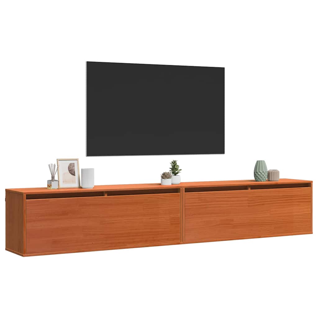 Cabinets muraux avec porte 2 pcs Marron cire 100 x 30 x 35 cm