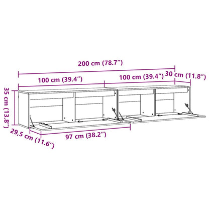 Cabinets muraux avec porte 2 pcs Marron cire 100 x 30 x 35 cm