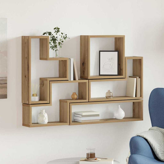 Cube mural chêne artisanal 96 x 12 x 64 cm Bois d'ingénierie