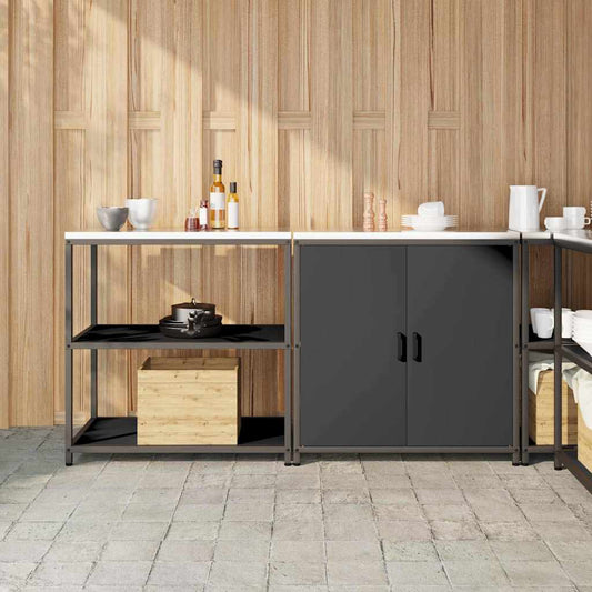 Ensemble de rangement cuisine 2 pcs Noir 180 x 50 x 92 cm