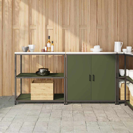 Ensemble de rangement cuisine 2 pcs Vert olive 180 x 50 x 92 cm