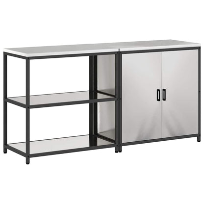 Ensemble de rangement cuisine 2 pcs Argent 180 x 50 x 92 cm