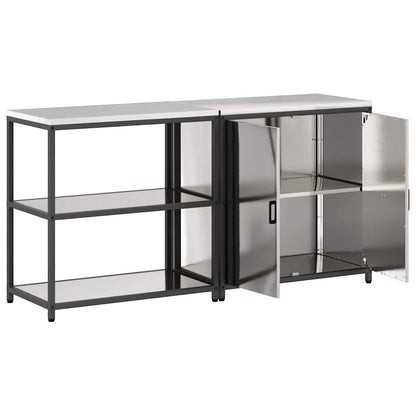 Ensemble de rangement cuisine 2 pcs Argent 180 x 50 x 92 cm