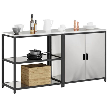 Ensemble de rangement cuisine 2 pcs Argent 180 x 50 x 92 cm