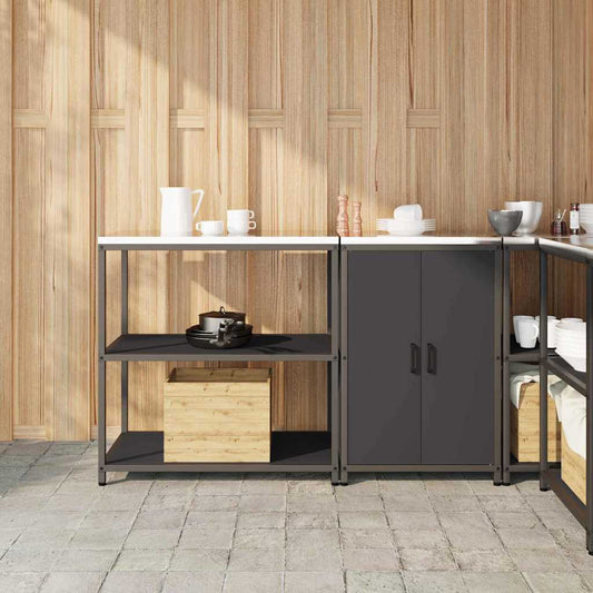 Ensemble de rangement cuisine 2 pcs Noir 150 x 50 x 92 cm