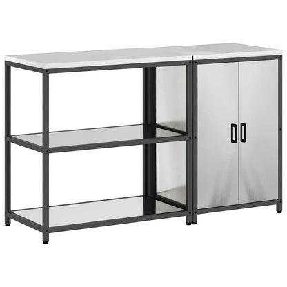 Ensemble de rangement cuisine 2 pcs Argent 150 x 50 x 92 cm