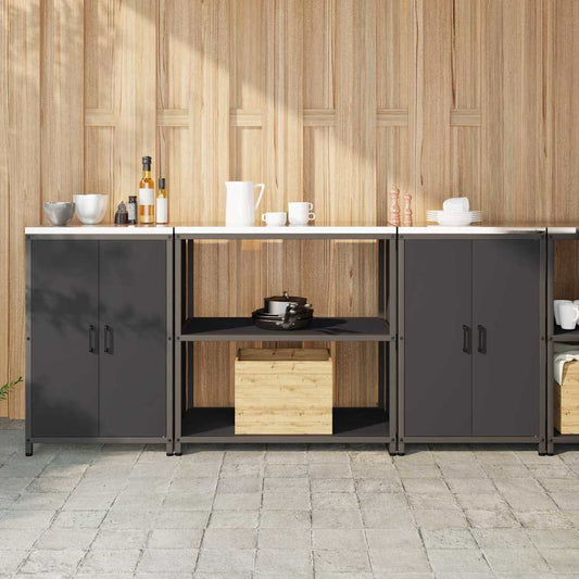 Ensemble de rangement cuisine 3 pcs Noir 210 x 50 x 92 cm