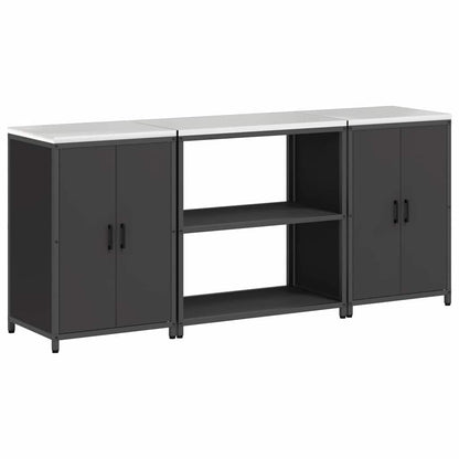 Ensemble de rangement cuisine 3 pcs Noir 210 x 50 x 92 cm