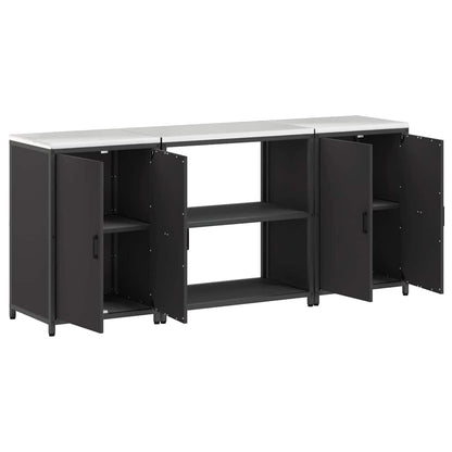 Ensemble de rangement cuisine 3 pcs Noir 210 x 50 x 92 cm