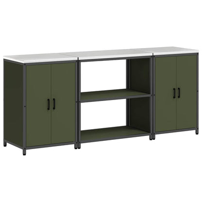 Ensemble de rangement cuisine 3 pcs Vert olive 210 x 50 x 92 cm