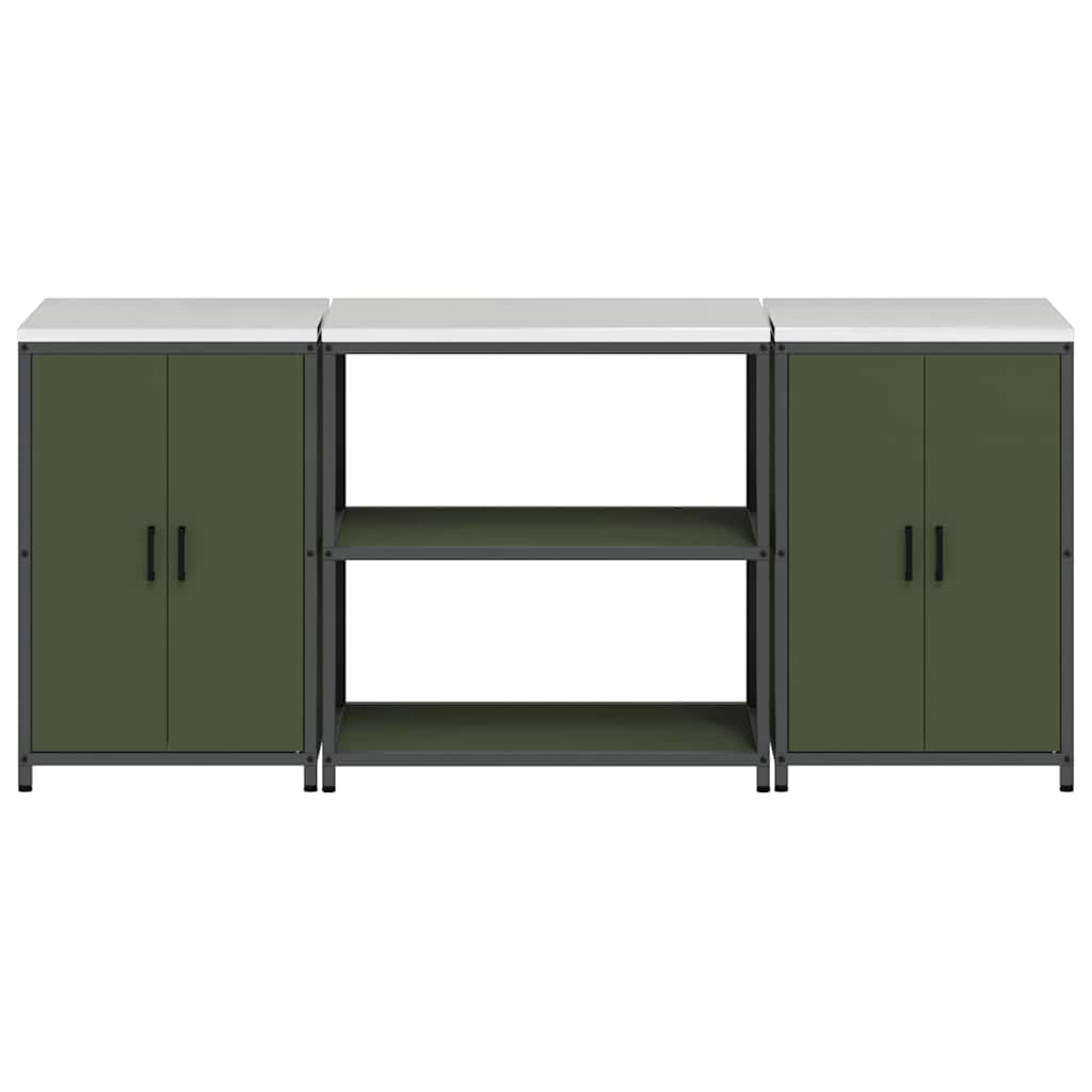 Ensemble de rangement cuisine 3 pcs Vert olive 210 x 50 x 92 cm