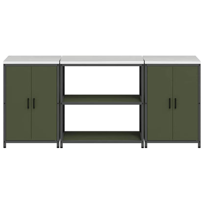 Ensemble de rangement cuisine 3 pcs Vert olive 210 x 50 x 92 cm