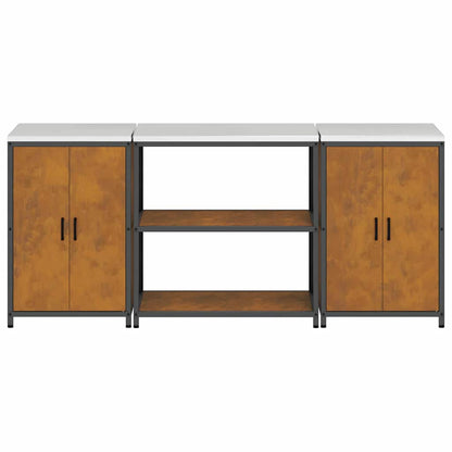 Ensemble de rangement cuisine 3 pcs Rouillé 210 x 50 x 92 cm