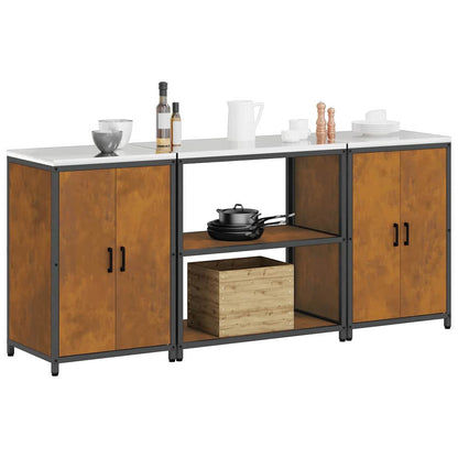 Ensemble de rangement cuisine 3 pcs Rouillé 210 x 50 x 92 cm