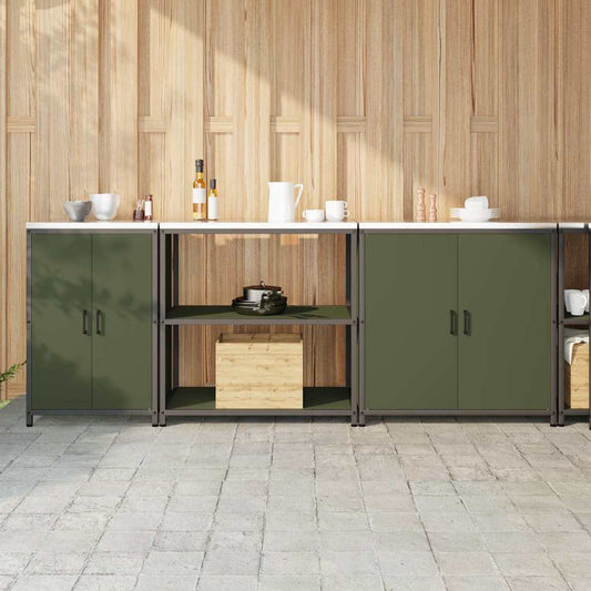 Ensemble de rangement cuisine 3 pcs Vert olive 240 x 50 x 92 cm