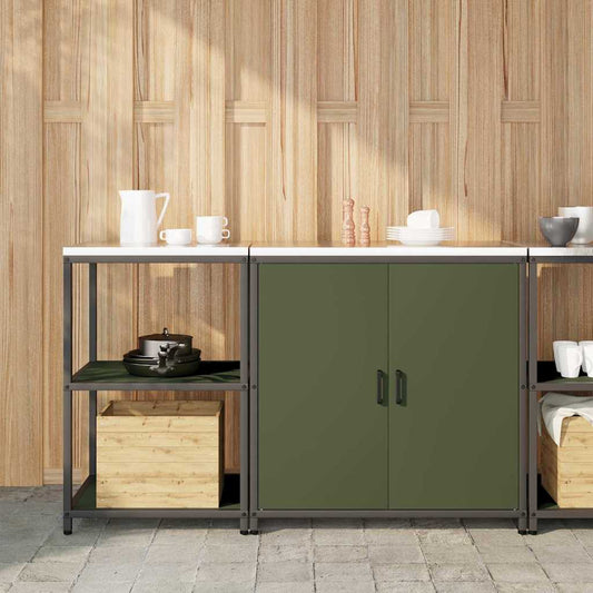 Ensemble de rangement cuisine 2 pcs Vert olive 150 x 50 x 92 cm