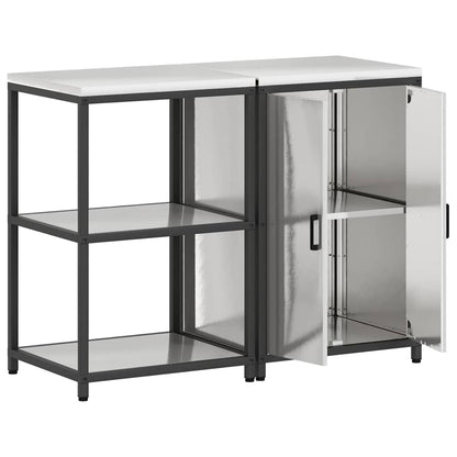 Ensemble de rangement cuisine 2 pcs Argent 120 x 50 x 92 cm