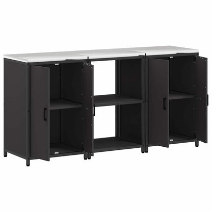 Ensemble de rangement cuisine 3 pcs Noir 180 x 50 x 92 cm
