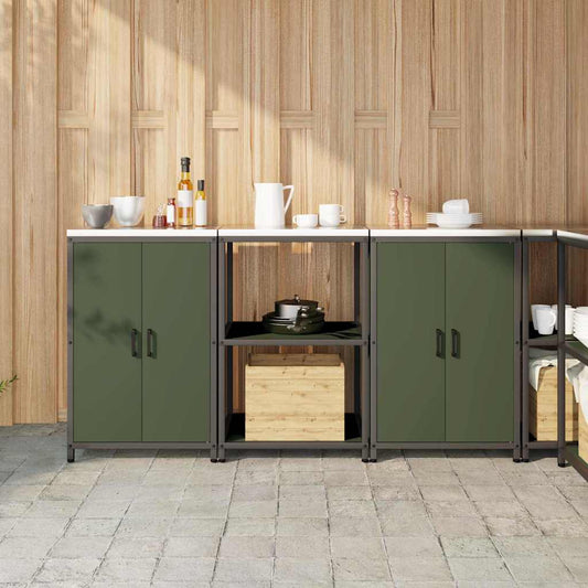 Ensemble de rangement cuisine 3 pcs Vert olive 180 x 50 x 92 cm