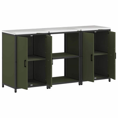 Ensemble de rangement cuisine 3 pcs Vert olive 180 x 50 x 92 cm