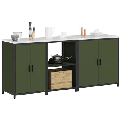 Ensemble de rangement cuisine 3 pcs Vert olive 210 x 50 x 92 cm