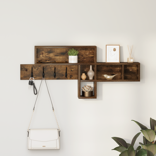 Porte-manteau mural avec étagère Chêne fumé 100 x 12 x 43,5 cm