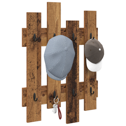 Porte-manteau mural Montage mural Bois ancien 60 x 3 x 82 cm